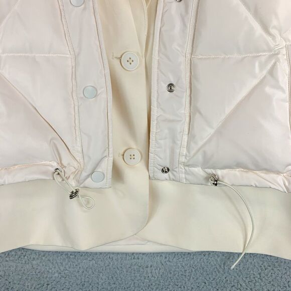 Grey Lab Down Filled Jacket Womens Small Ivory Designer Chic Boho Goose Feathers - Picture 5 of 16
